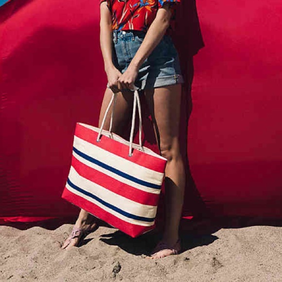 DSW Bags Red White And Blue Oversized Straw Tote Bag Nwt Poshmark
